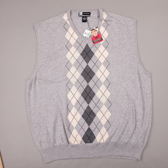 Jos. A. Bank Sweater Vest Mens XL Gray Argyle Leadbetter Golf 100% Pima Cotton - Picture 3 of 10
